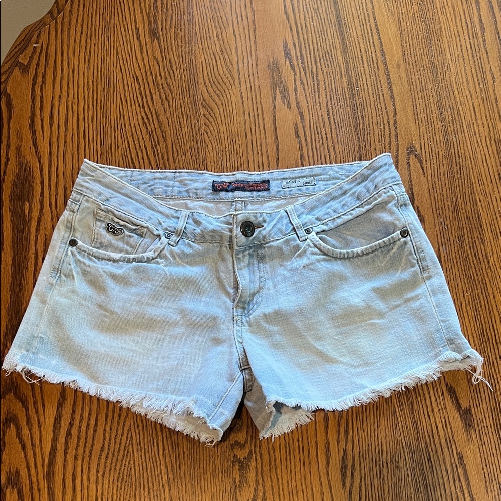 Chip & Pepper Distressed Light Blue Denim Shorts